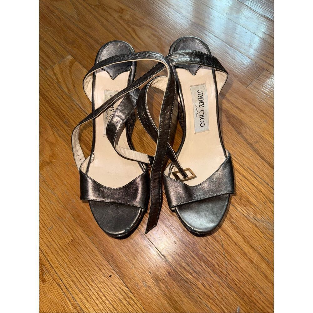 Jimmy Choo Pablo Gunmetal Wedge Sandal Size 39
